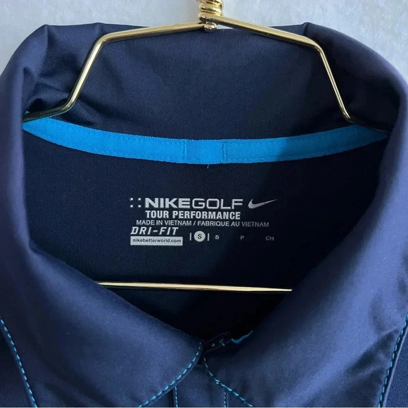 Nikegolf Tour performance Polo Size Small Dri-Fit Loose Fit Short Sleeve Blue - Picture 8 of 8
